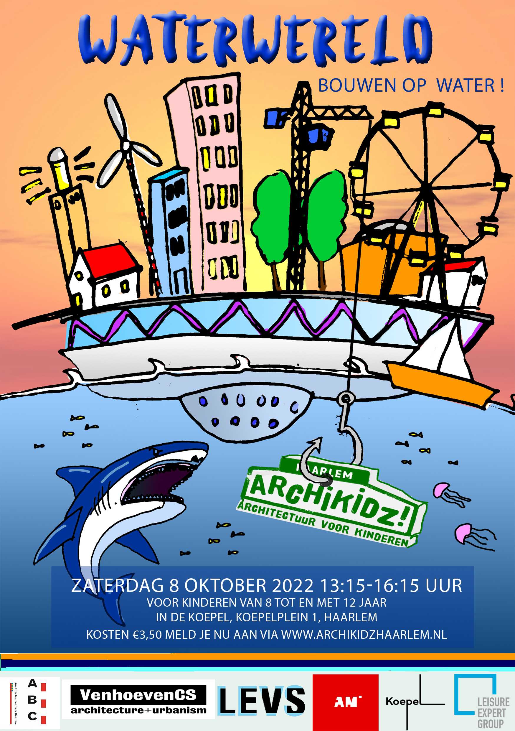 Zaterdag 8 oktober is het zover! Na twee jaar kunnen we eindelijk weer los. En dit jaar beloofd het weer een spetterende dag te worden. Het thema van dit jaar is: 'WATERWERELD, bouwen in het water!'

Dus zoek je bouwhelm op en leg je speedboot aan en kom naar Archikidz Haarlem!  Want water is overal om ons heen, dus ontdek of je op, onder, boven, bij, tussen, in, aan , maar vooral met water wilt wonen! 

Tickets zijn te boeken via onze website en onderstaande link: https://www.eventbrite.nl/e/tickets-archikidz-waterwereld-bouw-op-water-415651403537

Het evenement wordt dit jaar georganiseerd in De Koepel, het monumentale gevangenisgebouw in Haarlem. We hopen dat je komt!!!